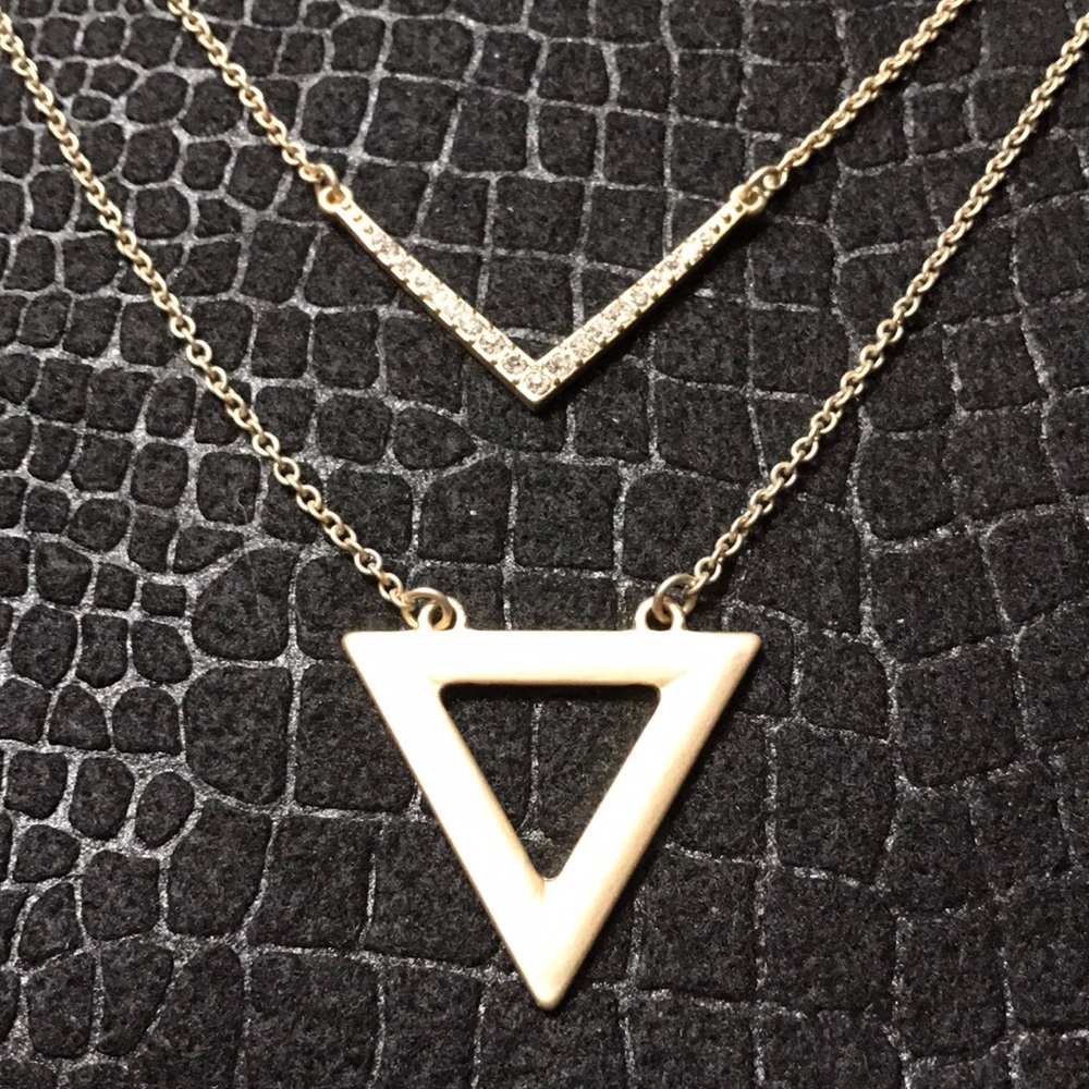 Gold Triangle/Chevron Necklace Duo - Picture 4 of 4